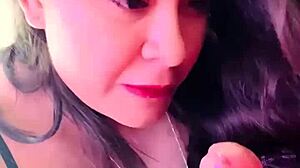 does this whore really orgasm from my blowjob? ends with a facial!