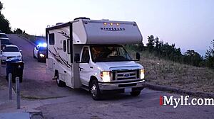 Ladies roughly strip and pleasure the cop during family trip threesome