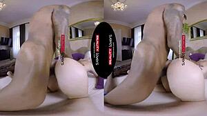 Realitylovers Presents Black Man Spooning Blonde Woman In VR Followed By Blowjob And Doggystyle Sex