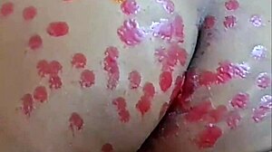 Asian twink solos with hot wax in homemade collection