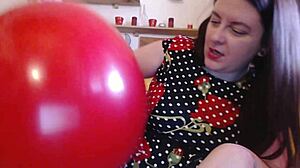 Get turned on by Nicoletta's large balloon play and her kinky balloon fetish