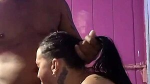 Eating the tasty Brazilian amateur's big pussy.