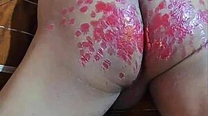 Asian twink solos with hot wax in homemade collection