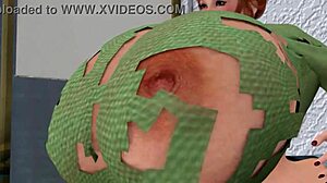 teacher's breasts inflate as she shows off her ass in class