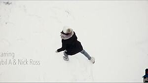 Couple enjoys hardcore sex with big cock and blowjob after snow play