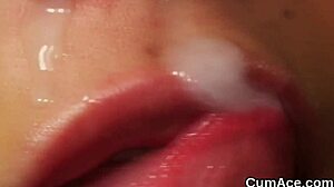 I'm a horny beauty getting bukkake on my face, sucking and swapping cum in pov blowbang.