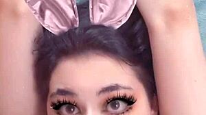 Adorable brunette teen sucks cock POV while snapping dudes