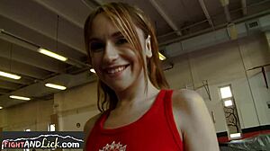 Watch athletic lesbians fight and lick pussy in the ring