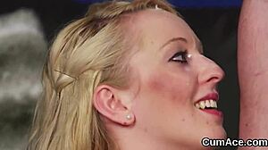 i'm the slutty bombshell getting bukkake on my face, swallowing jizz