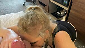 jenna jaymes casually sucks monster cock in collar and chain.