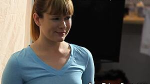 redhead babe gets pussypounded in bathroom during photoshoot