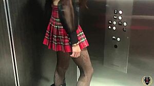 Eva Yi in Fishnets Facialized by Rome Major