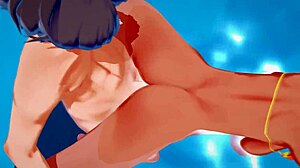 danganronpa's aoi asahina enjoys sex in pool with hairless teen sucking pussy cumshot anime hentai