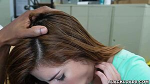 Casting a hot brunette for interracial big black cock action