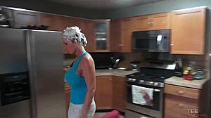 deauxma gives soapy blowjob with big tits