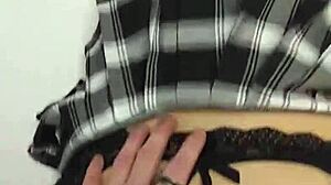 Pretty asian destiny mae is fucked hard in new panties and skirt, reaching orgasm on big cock.