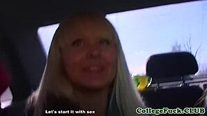 Teen babe cocksucking outdoors at university party