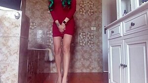 Hot diaper girl pees intensely into her tight dress.