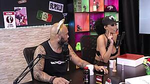 Two hot babes test the product on their tits, redhead and black beauty