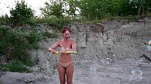 I was playing with soap bubbles outside, but got all naked and stuff.