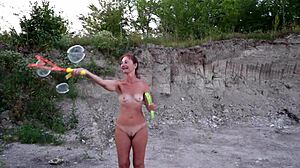 I was playing with soap bubbles outside, but got all naked and stuff.