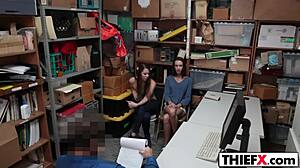 Cute teen burglar faces hardcore punishment in the garage with blowjob and ass action.