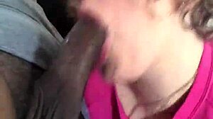 Close-up of milf deepthroating monster cock until cumshot