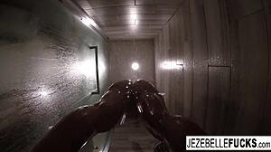Sexy Jezebelle Bond films herself in a relaxing bath