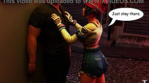 kiriko from overwatch offers a blowjob to a random guy