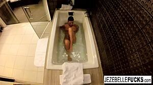 Sexy Jezebelle Bond films herself in a relaxing bath