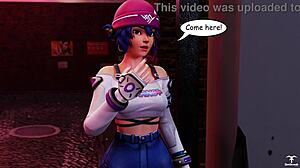 kiriko from overwatch offers a blowjob to a random guy