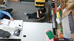 Security Guard Pounds A Teen 18+ Shoplifter's Pussy In His Office