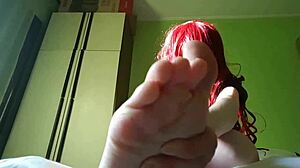 redhead slut fucking and licking heels hard