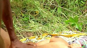 Local agent fucks the commissioner's wife with big black cock outdoors on wet pussy and ass