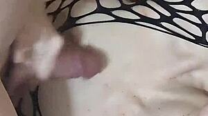 Filling the Fishnet with Cum in Cowgirl POV