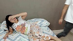 Violeta's fever calmed by thermometer in mouth and hardcore anal