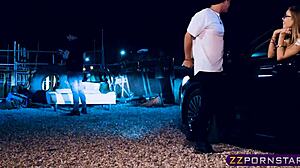 Nerdy Blonde Student Enjoys Outdoor Group Activity With Friends