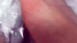 I slowly remove my nylon stockings before a steamy shower tease.