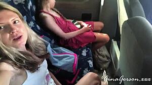 Girlfriends flash each other in public, feeling horny and excited