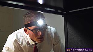 Blonde Chick Gets Nailed by IT Guy in Office Stockings Encounter