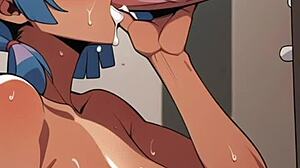 Horny and wet, she moans during masturbation with dildo while family is awake.