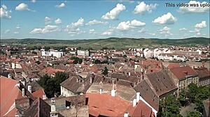 Distrito da Luz Vermelha de Sibiu, na Romênia, visto de cima