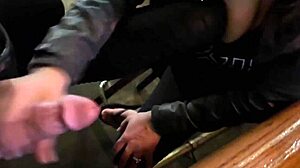 gloryhole blowjob ends in cum walk