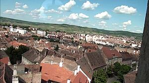 Distrito da Luz Vermelha de Sibiu, na Romênia, visto de cima