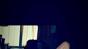 Storm intensely claps big hairy bbw ass while checking outside.