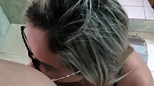 Nerdy leo skull and bianca naldy indulge in deepthroat fetish with monster cock, choking and gagging on glasses.