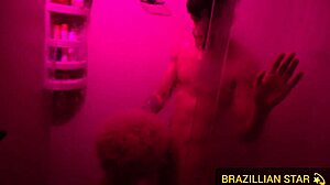 Hot girl enjoying a relaxing bath in the shower