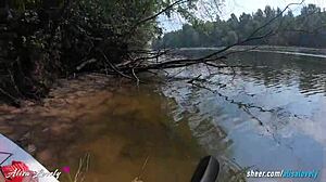 we got caught fucking outdoors by the river with alisa lovely's petite body