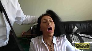 Candi Kayne, noisy neighbor, begs forgiveness with deepthroat action.