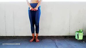 Asian Tina Desperate To Pee, Locked Out On Balcony